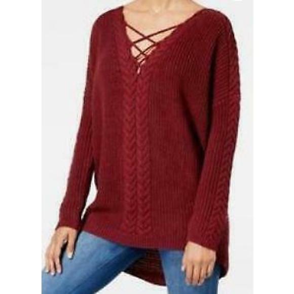 One Hart Women's Juniors High-Low Crisscross Sweater, Size Small - Picture 1 of 2